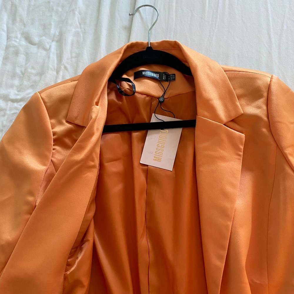 Missguided bright orange satin blazer